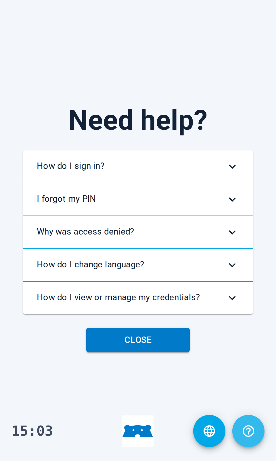 Real Bearbox keypad FAQ screen