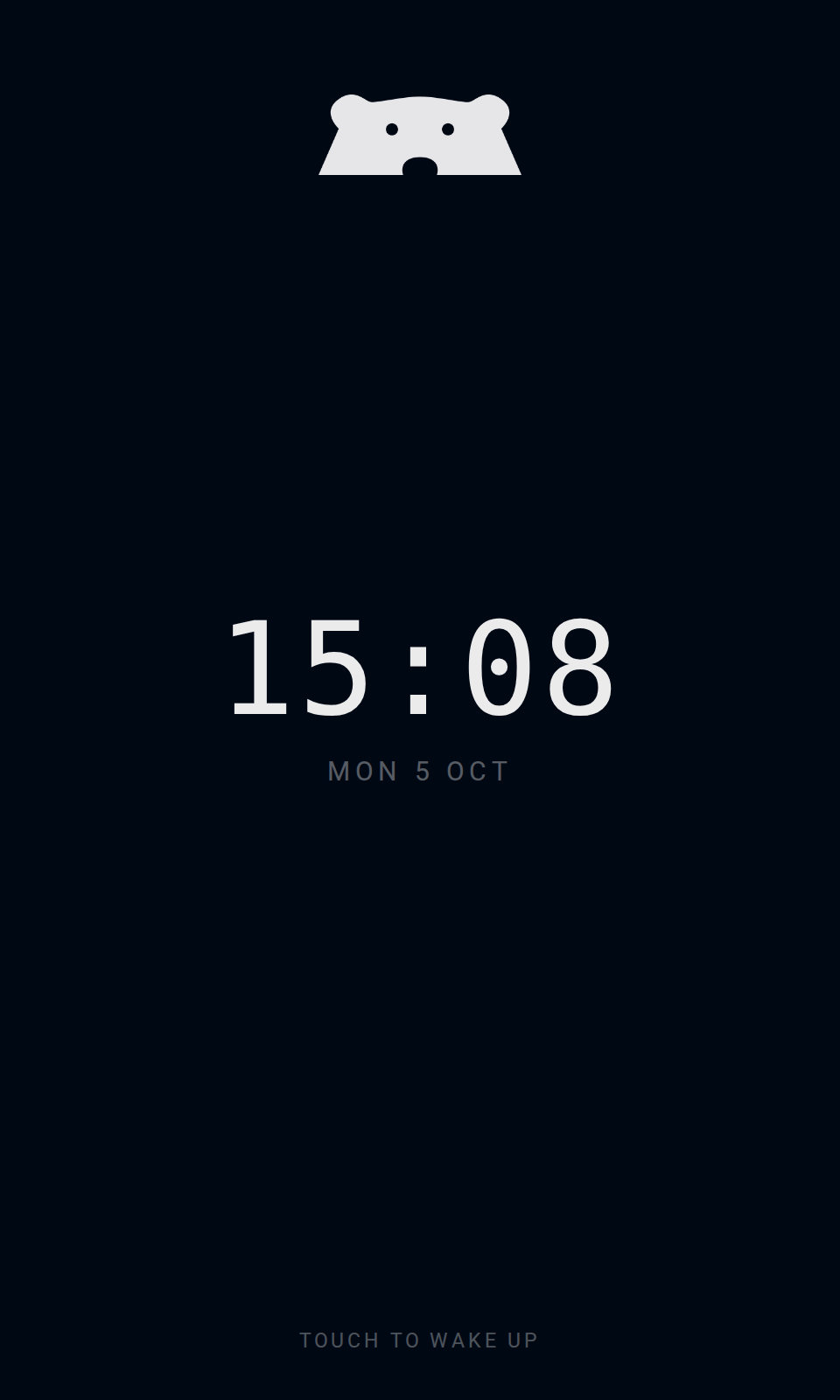 Clean keypad idle screen with Bearbox branding